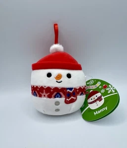 Squishmallows 5” Manny The White Snowman Scarf Christmas Holiday Ornament Plush - Picture 1 of 6