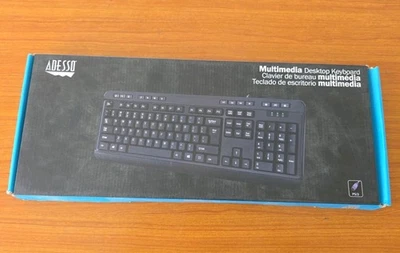 Adesso USB QWERTY Black Desktop Multimedia Keyboard AKB-133PB - Image 1 of 3