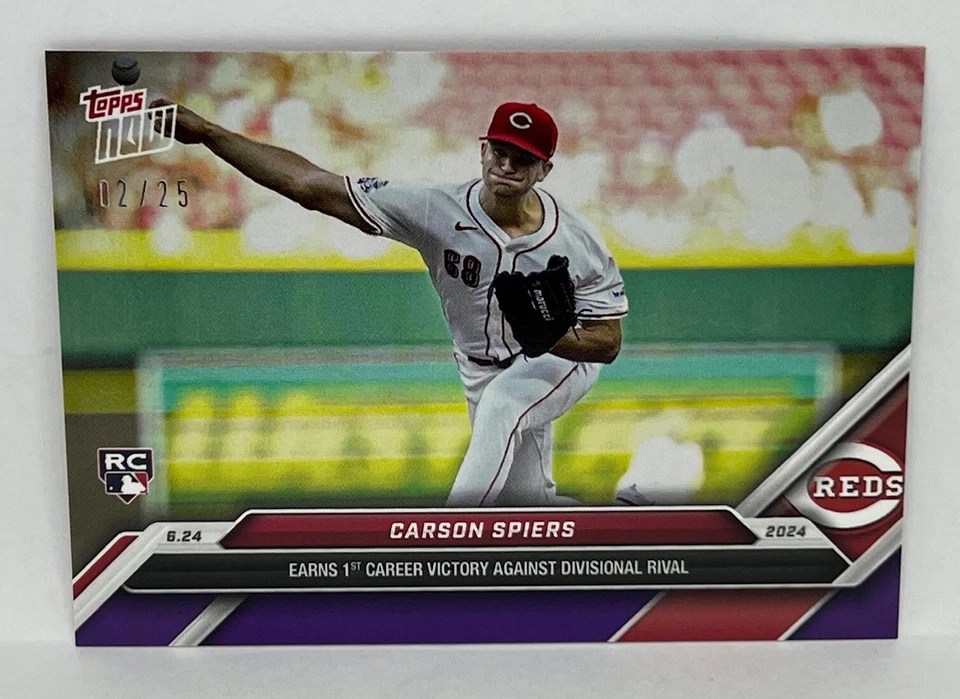 2024 Topps Now #341 Carson Spiers RC Cincinnati Reds PURPLE Parallel 02/25 - Image 1 of 1