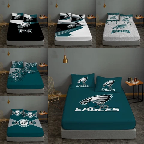 Philadelphia Eagles Fitted Sheet Lightweight Bed Sheet Pillowcase Set Bedroom Cover