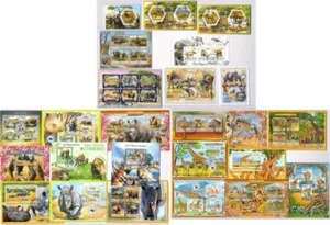Wild Animals, African, Giraffes, Rhinos etc x 25 Souvenir Miniature Sheets CTO - Picture 1 of 4