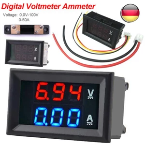 Digital LED DC 50A 100V Doppel Voltmeter Amperemeter Volt Amp Meter Anzeige DE - Bild 1 von 12