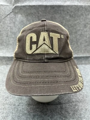 Gorra CAT Correa Trasera Adulto Gris Beige Oruga Maquinaria Camionero Poli Foto 1 de 4