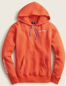 New! $98 Grundens x J. Crew XL Orange hooded sweatshirt hoodie. made in USA