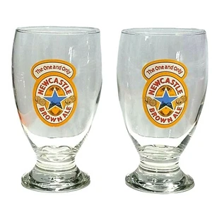 Lot of 2 Newcastle Brown Ale The One and Only Star In Bottom 14oz 6" Tall - Picture 1 of 5