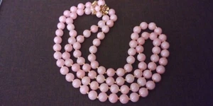 Gorgeous Pale Pink Lucite Double Strand Necklace 20 In. - Picture 1 of 8