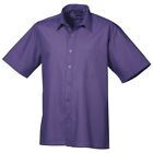 Premier Mens Short Sleeve Formal Poplin Plain Work Shirt (RW1082)