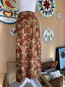 Y2K Vintage Floral Midi Boho FairyCore Skirt Size 6 90s High Waisted Suede - Picture 1 of 4