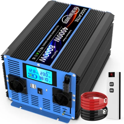 4000W 8000W Reiner Sinus Spannungswandler 12V auf 230V Wechselrichter Inverter