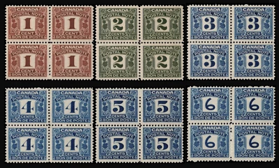 SAVOYSTAMPS Canada Postal Note/Scrip 1932-48 First Issue Blocks of 4 **MNH** - Image 1 of 4