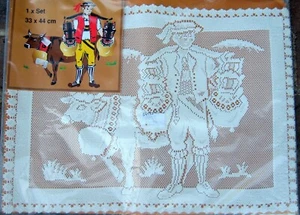 Juego de pastoreo campana de vaca toro de colección granjero suizo mantel tejido abierto agujas de viaje - Imagen 1 de 7