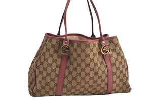 Authentic GUCCI Twins Shoulder Tote Bag GG Canvas Leather 232957 Brown 7326M - Imagen 1 de 10