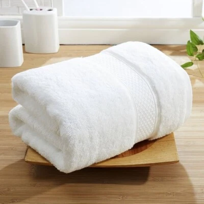 Juego de toallas de baño de algodón "26x52" toalla de baño de algodón extra grande toalla suave blanca Foto 1 de 4