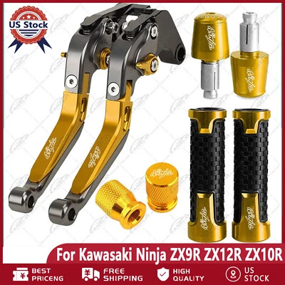 US CNC Brake Clutch Levers Handlebar Sets For Kawasaki Ninja ZX9R ZX12R ZX10R Foto 1 de 4