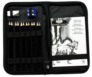 Skizzierset Bleistifte & Zeichenblock & Aufbewahrungsbox mit Reißverschluss RSET-KCSS - Bild 1 von 3