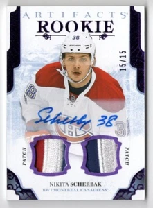 2017-18 Artifacts Rookie Purple Autograph Dual Patch #172 Nikita Scherbak 15/15 - Picture 1 of 1
