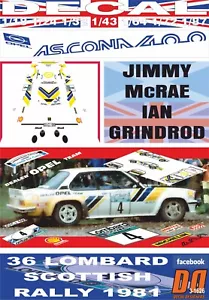 DECAL OPEL ASCONA 400 J.McRAE SCOTTISH R. 1981 2nd (08) - Picture 1 of 1