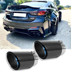 Pair 2.5" Inlet 3.5" Outlet Carbon Fiber Exhaust Tips Pipes Muffler For Mazda 6  - Picture 1 of 14