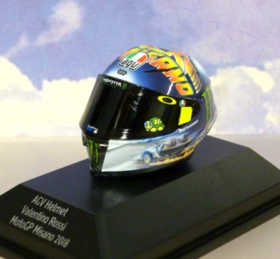 MINICHAMPS 1/8 AGV HELMET VALENTINO ROSSI #46 7TH MISANO MOTOGP 2018 399180096 - Image 1 of 4