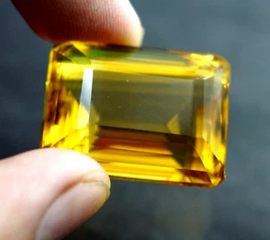 Piedra preciosa suelta de cuarzo amarillo limón glorioso de 100 quilates con forma de esmeralda - Imagen 1 de 5