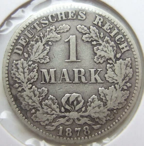 Coin German Reich Empire Silver 1 Mark 1878 F IN fine - Picture 1 of 2
