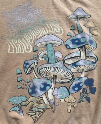 Vintage HAPPY MUSHROOM Grande XL Sudadera Amarillo Verde Azul Urban Outfitters Foto 1 de 4