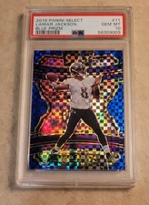 LAMAR JACKSON 2019 PANINI SELECT BLUE PRIZM FOOTBALL 71  PSA 10 GEM MINT /175