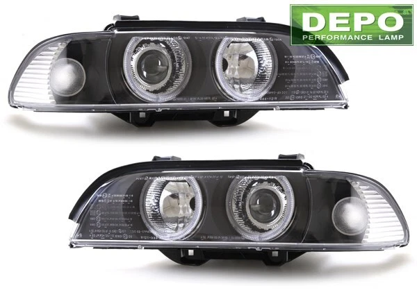 fit 96-00 BMW E39 5 series BLK Projector Headlights DEPO w/motor auto leveling - Image 1 of 1
