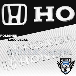 2X 5.75"X 1"3D POLISHED ABS/SHINY EMBLEM DECAL LOGO+LETTER STICKER HONDA CHROME - Picture 1 of 2