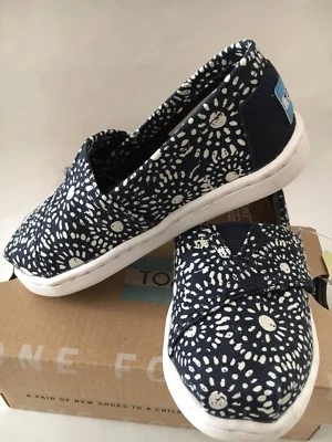 Tiny Toms Classic Navy Blue Shibori Dots Slip-on Shoes Toddler Baby US Size 4, 5 - Image 1 of 4