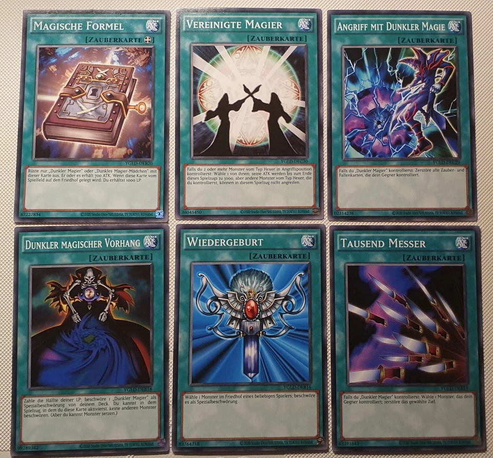 Yu-Gi-Oh! 6er Set Magier Karten, angriff mit dunkler magie, Vereinigte magier!  - Bild 1 von 1