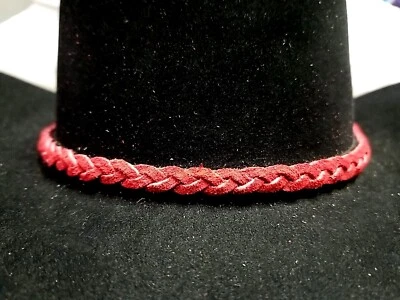 SOMBRERO TRENZADO Rojo CUERO Genuino para Vaquero Occidental Vaquera Sombreros Sombrero Banda Foto 1 de 4