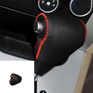 For Hyundai Tucson 2005-09 Leather Black Red Console Gear Shift Knob Cover Trim - Picture 1 of 8