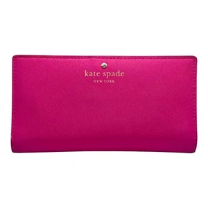 Kate Spade Hot Pink Bifold Saffiano Large Slim Leather Wallet - Picture 1 of 12