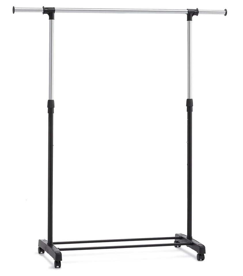 Chrom-Kleiderstange mit Rollen (91,5-145) x 42 x (134-161) cm (L x B x H) - Bild 1 von 1