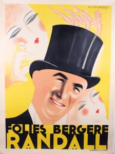 ORIGINAL 1929 ART DECO PIERRE FIX MASSEAU FOLIES BERGERE RANDALL LITHO POSTER - Picture 1 of 16