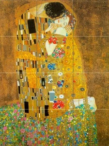 12.75 x 17 Mural Ceramic Kiss Klimt Decor Backsplash Bath Tile #33 - Picture 1 of 3