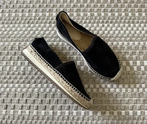 RAG & BONE Black Suede Espadrille Runners Sneakers Slip-on Shoes Flats 38.5 8.5 - Picture 1 of 9