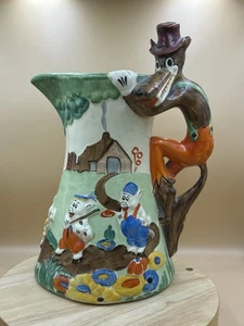 Jarra Art Deco Wadeheath Walt Disney Three Little Pigs Big Bad Wolf c. 1930 A/F - Imagen 1 de 6