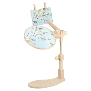 Embroidery Hoop Stand Adjustable Sitting Cross Stitch Stand Hands-Free Wooden - Picture 1 of 6