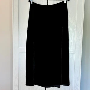 Vintage 90s Silk Club Collection Velvet Midi Skirt Black Coquette Women's Size L - Picture 1 of 6