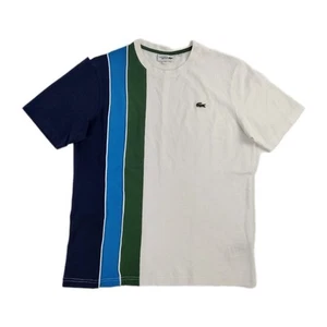 Lacoste Sport Side Stripe Panel White Blue Green T-Shirt Men's Size Large - Picture 1 of 7