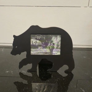 NOS black Bear-Shaped Picture Frame 3.5 X 2.5 Metal rustic cabin lodge hunters - Picture 1 of 7