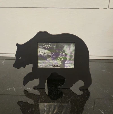 NOS black Bear-Shaped Picture Frame 3.5 X 2.5 Metal rustic cabin lodge hunters - Image 1 of 4