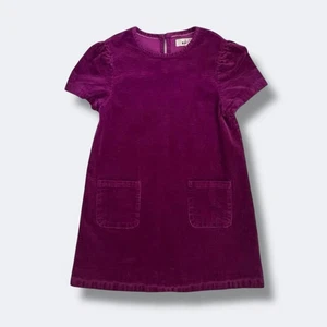 Mini Boden Girls Corduroy Dress 7-8 Purple Short Sleeve Shift Pockets Stretch - Picture 1 of 5