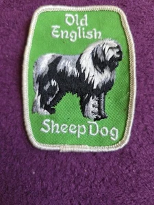 Vintage gestickter Aufnäher altes englisches Schaf Hund Welpe Hunde Welpen zum Aufnähen - Bild 1 von 5