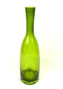 Krosno Poland Art Glass Olive Green & Clear Base Tall 14 1/2" Bottle Vase 1980- - Picture 1 of 9