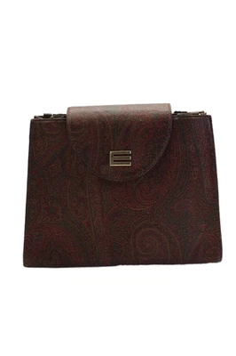 Etro Womens Leather Paisley Print Gold Tone Clutch Handbag Multi Colored - Image 1 of 4