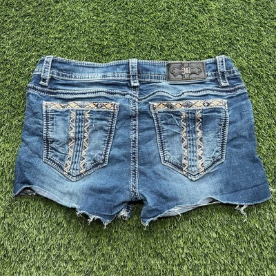 Miss Me Denim Shorts Womens 30 Cut Off Frayed Embroidered Y2K - Image 1 of 4