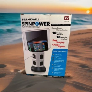 NEW Bell + Howell 360 Degree Spin Power Tower with 4 Outlets and 6 USB Ports - Picture 1 of 5